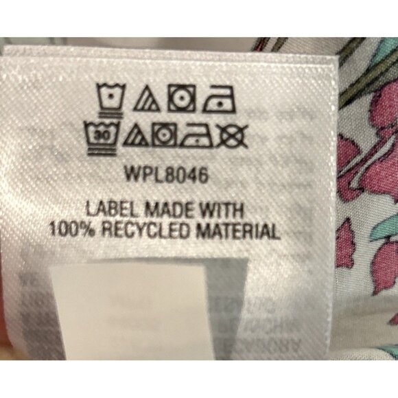 On 34th Floral Maxi Cotton Dress Elastic Waist Puff Short Sleeve Pockets Size L - Picture 8 of 8